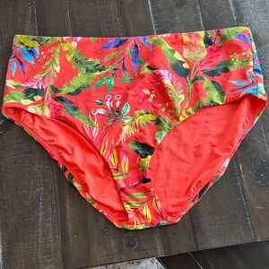 Lands' End Women's Tropical Print Swim Bottom - coral Multi